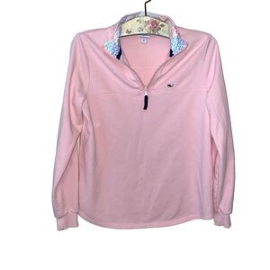 Vineyard Vines Target Sweater Women's S Pink 1/4 Zip Whale Logo Pullover
